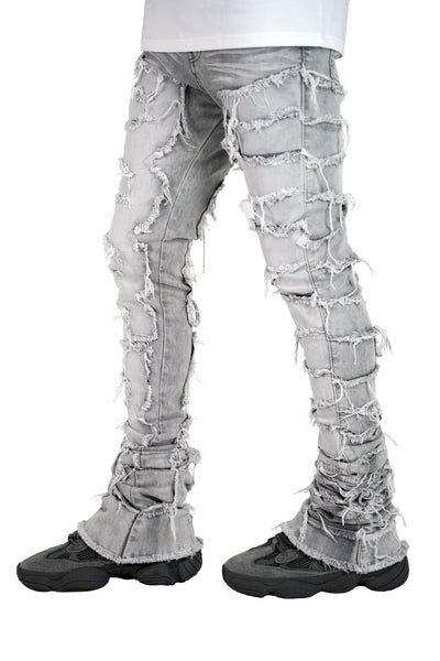 【HI FI FNK】Stone Spread Denim Light Gray Gray Quill Grey Future Denim Wide Jeans | GANNI US