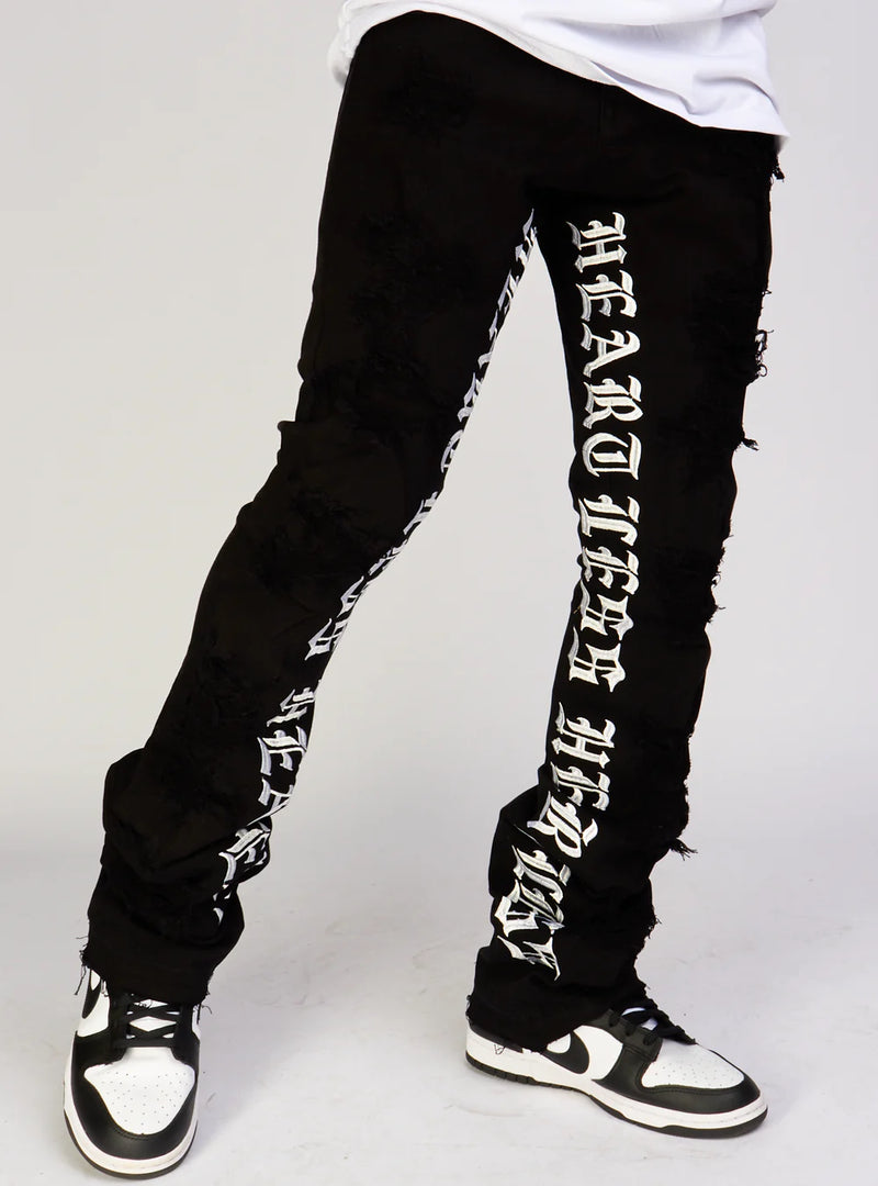 "Heartless" Stacked Denim - Black/White