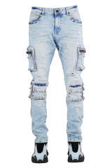"Stud" Distressed Denim - Ice Blue