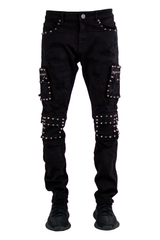 "Stud" Distressed Denim - Jet Black