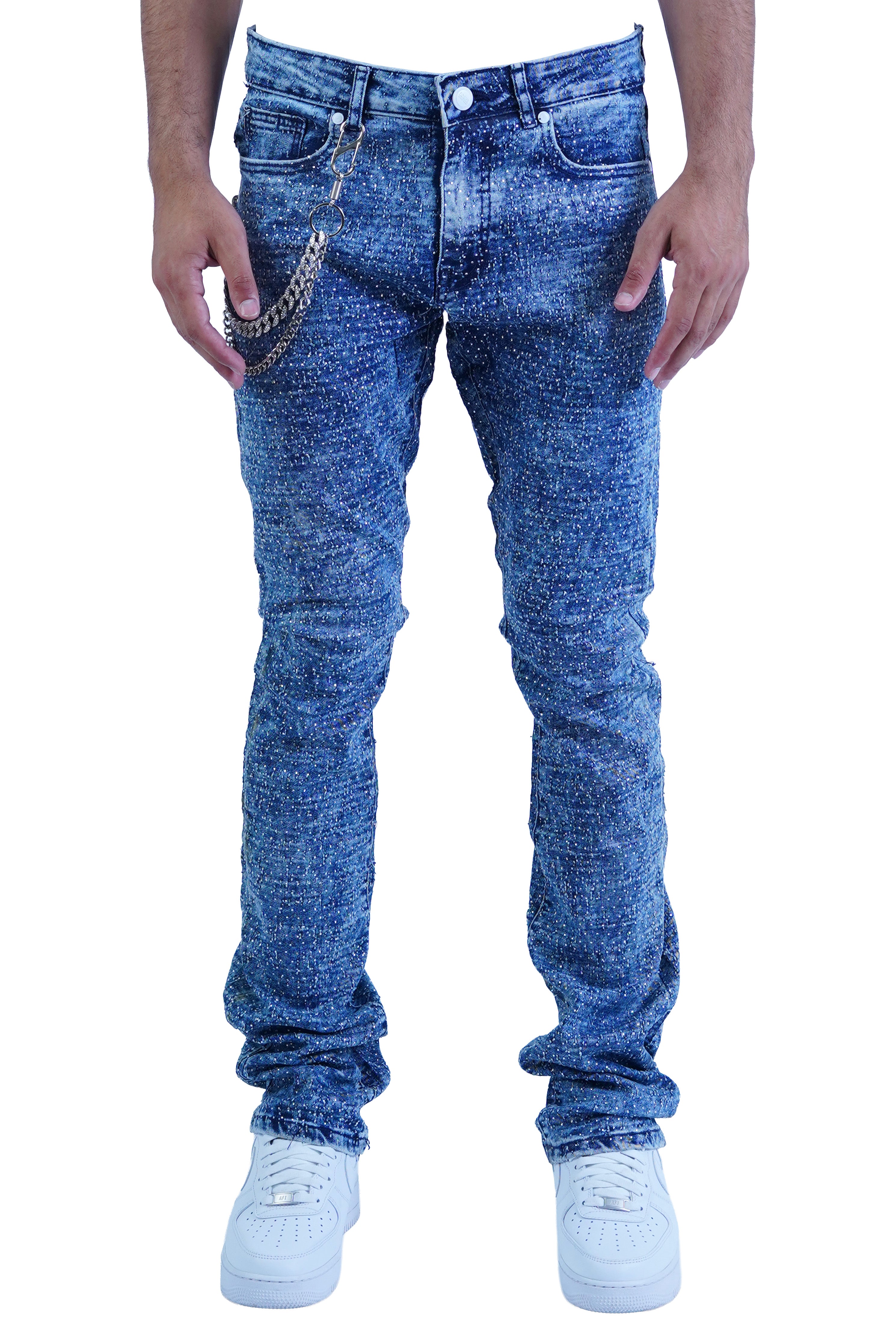 "Lazered" Stacked Denim - Midnight