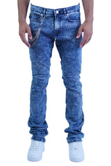 "Lazered" Stacked Denim - Midnight
