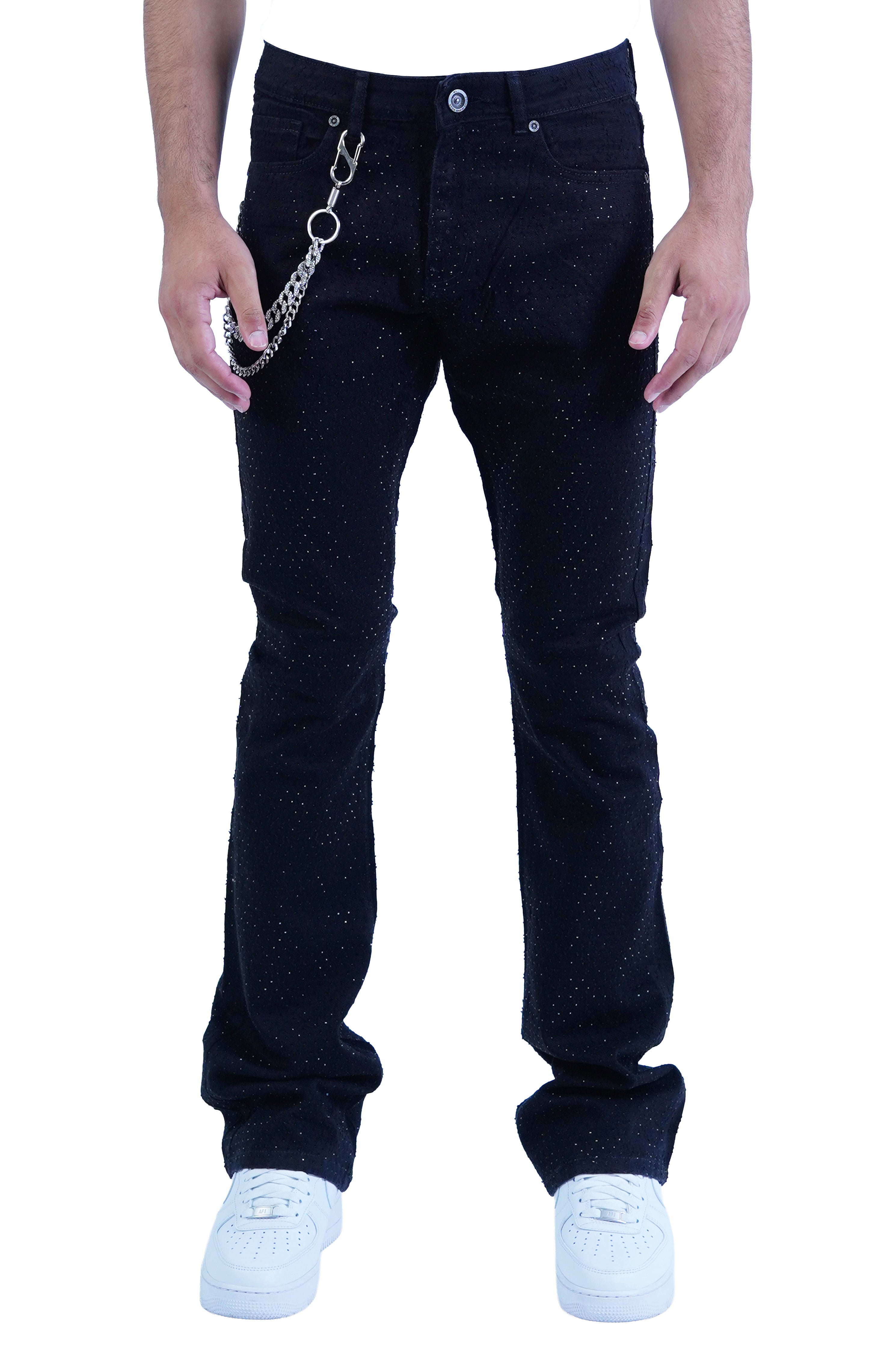 "Lazered" Stacked Denim - Onyx