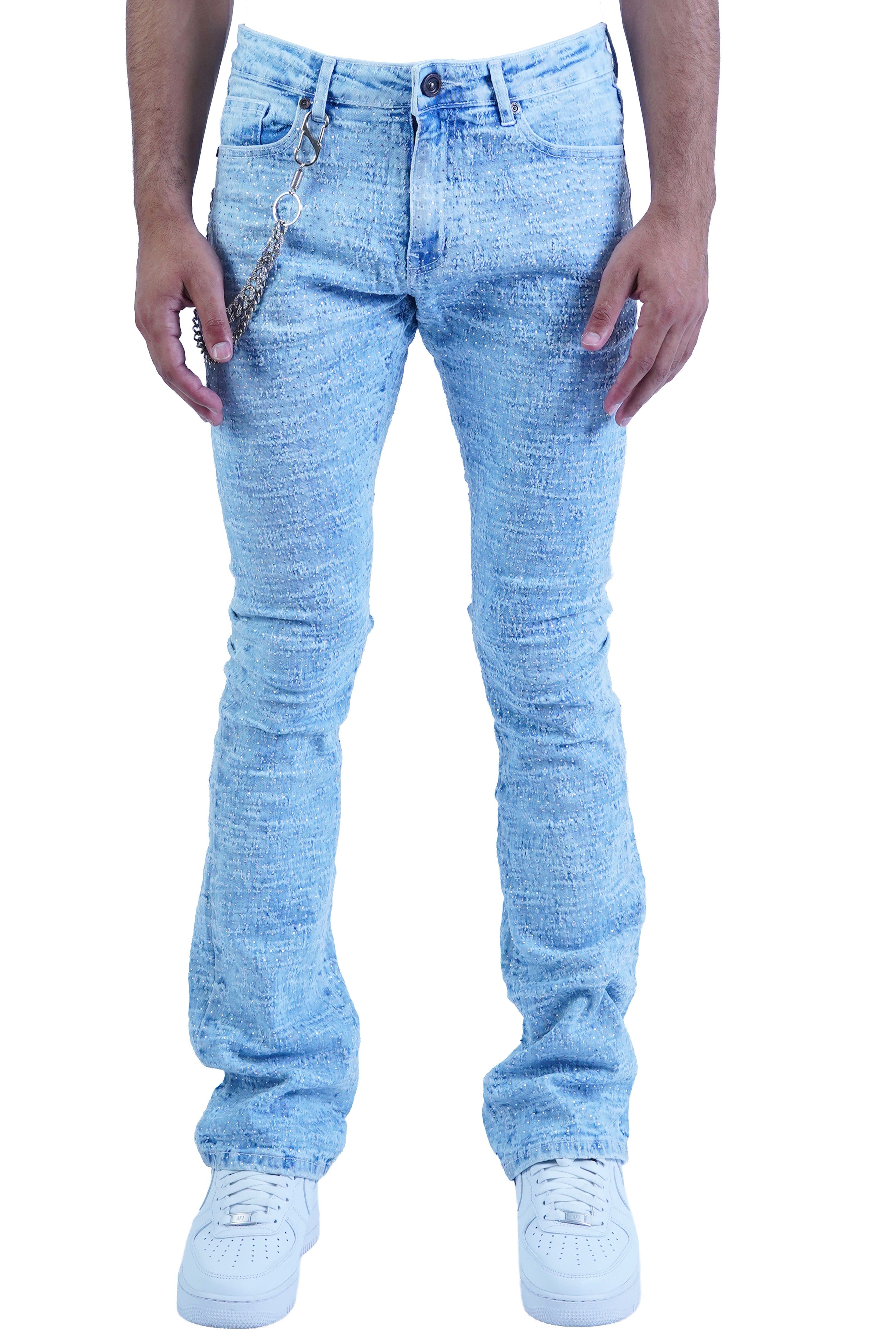 "Lazered" Stacked Denim - Azul