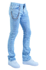 "Lazered" Stacked Denim - Azul