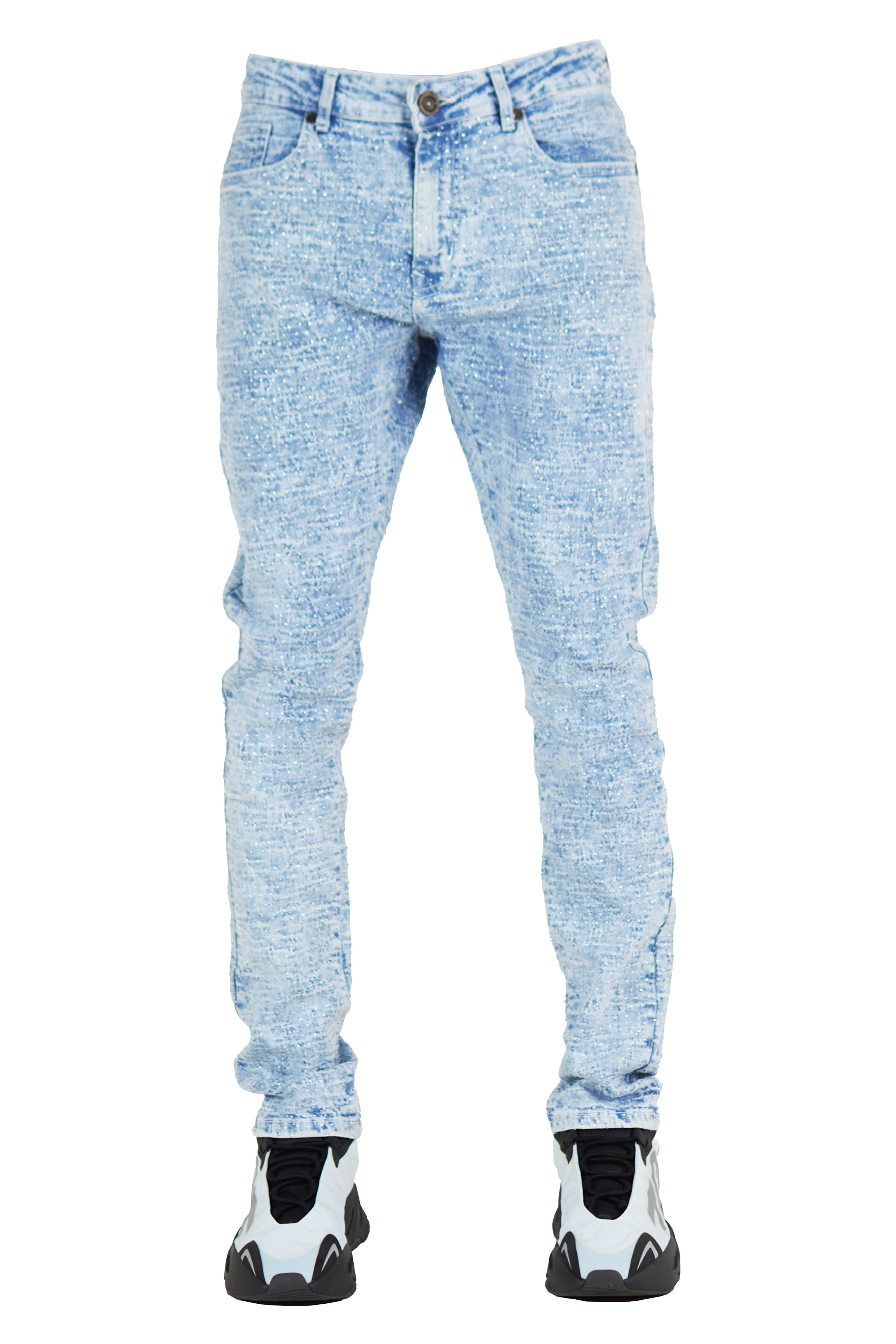 "Lazered" Distressed Denim - Azul