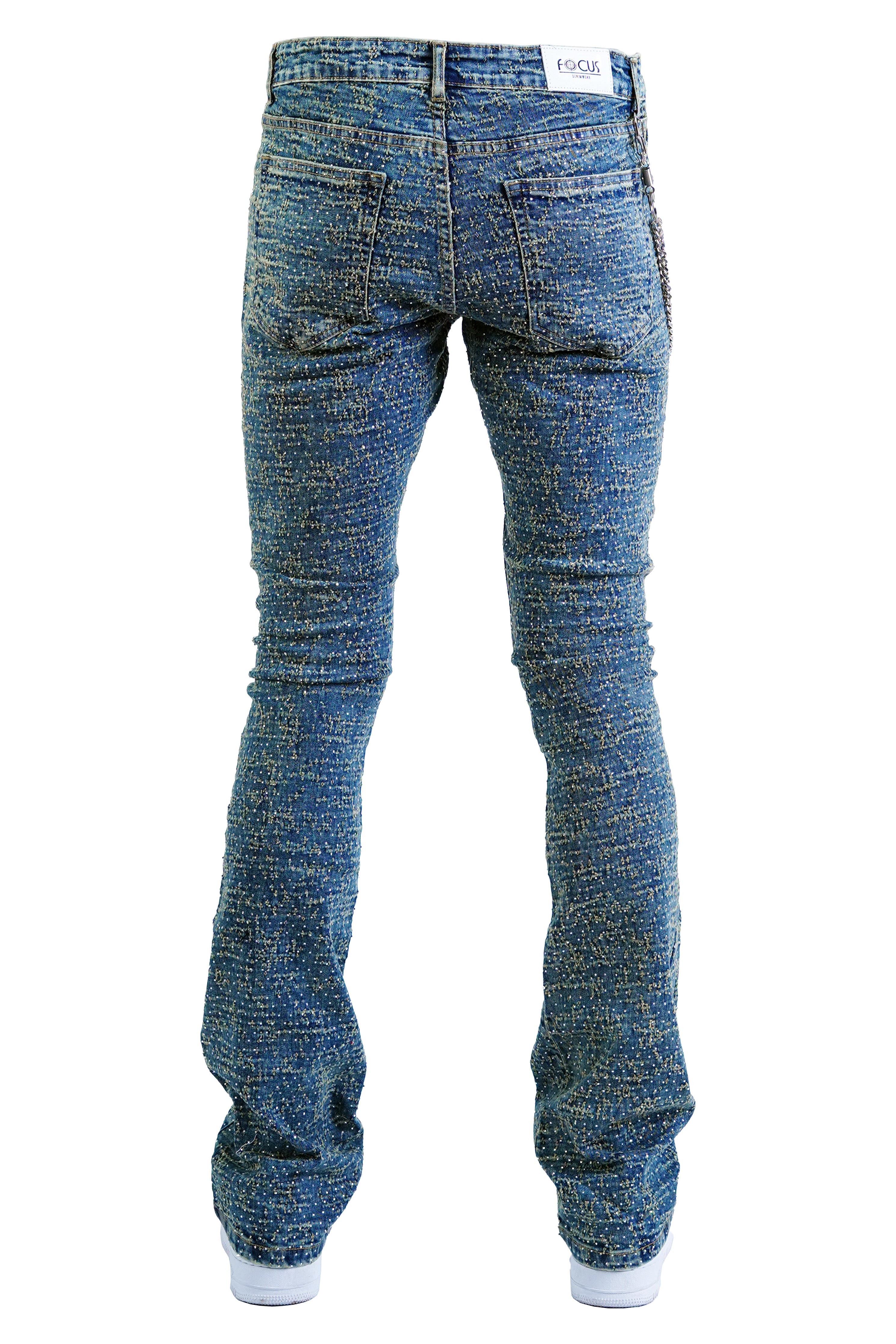 "Lazered" Stacked Denim - Artic Blue