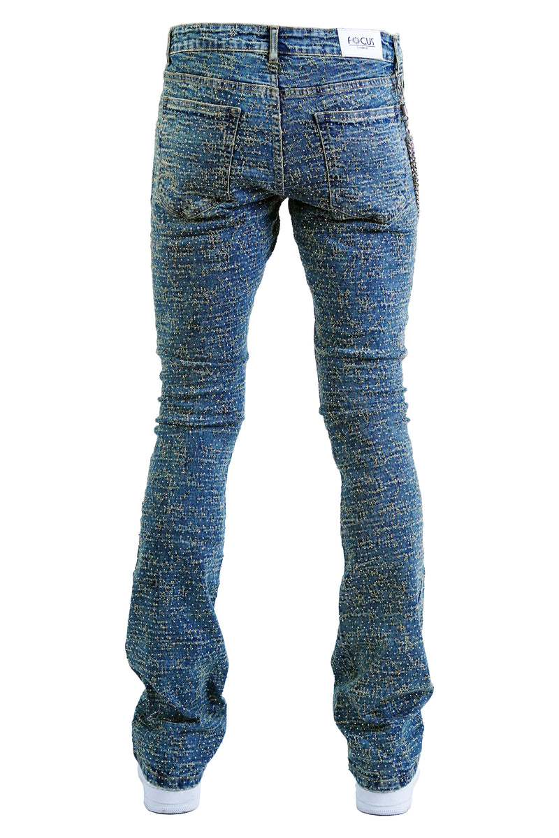 "Lazered" Stacked Denim - Artic Blue