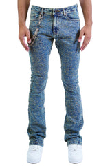 "Lazered" Stacked Denim - Artic Blue