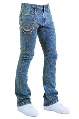 "Lazered" Stacked Denim - Artic Blue