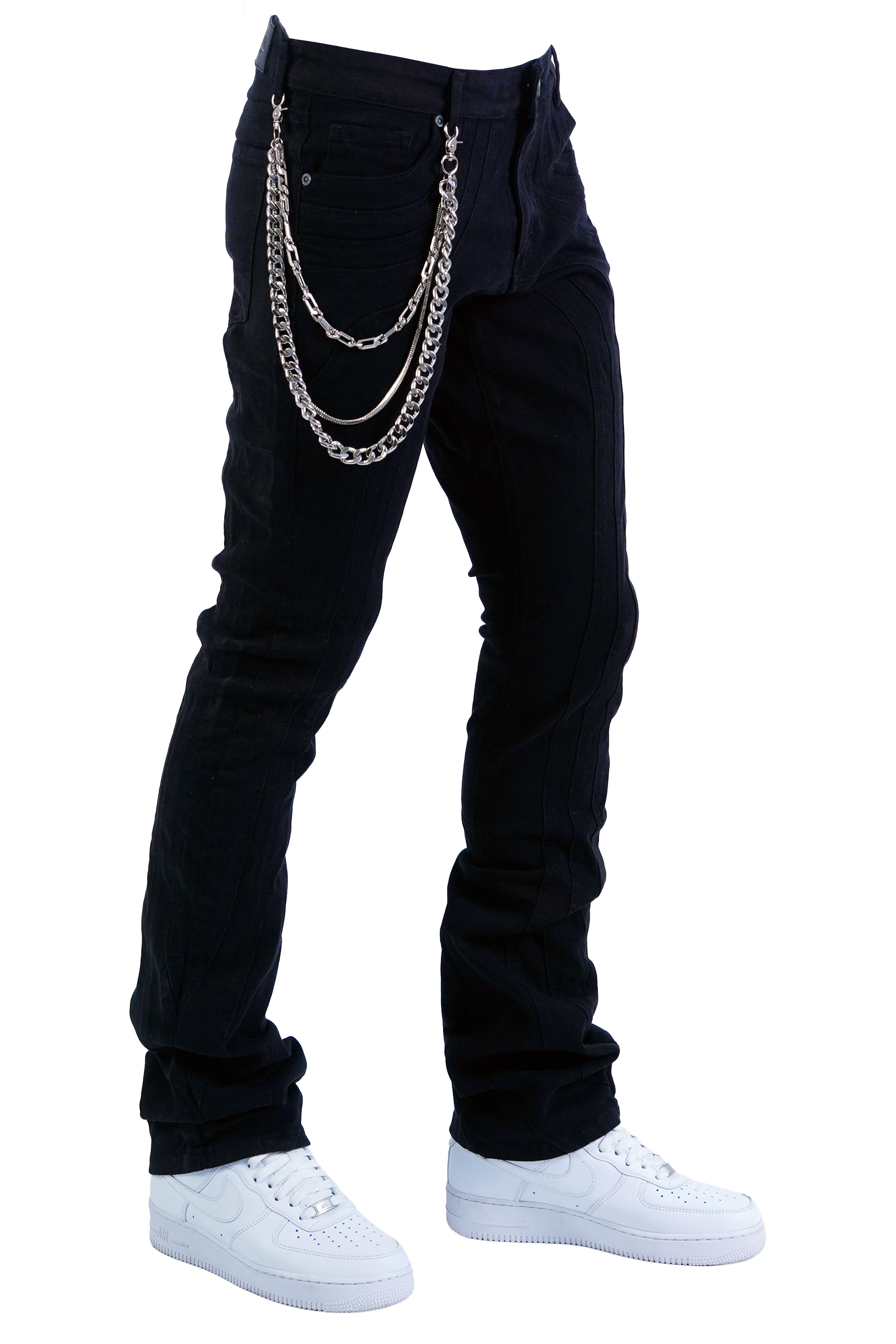 "Raceway" Stacked Denim - Jet Black
