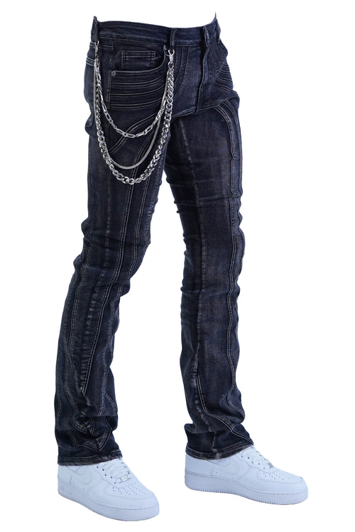 "Raceway" Stacked Denim - Black Wash