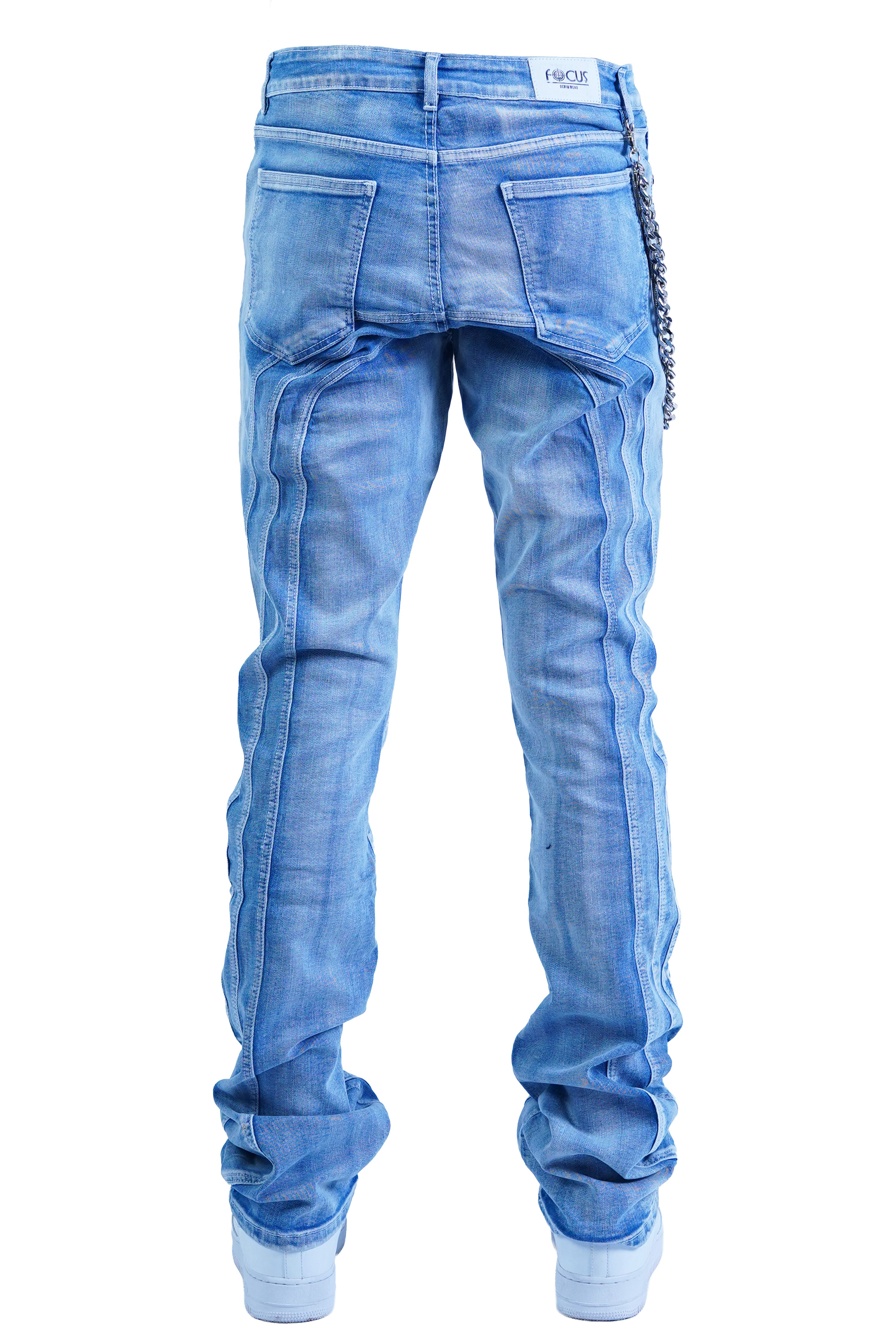 "Raceway" Stacked Denim - Ice Blue