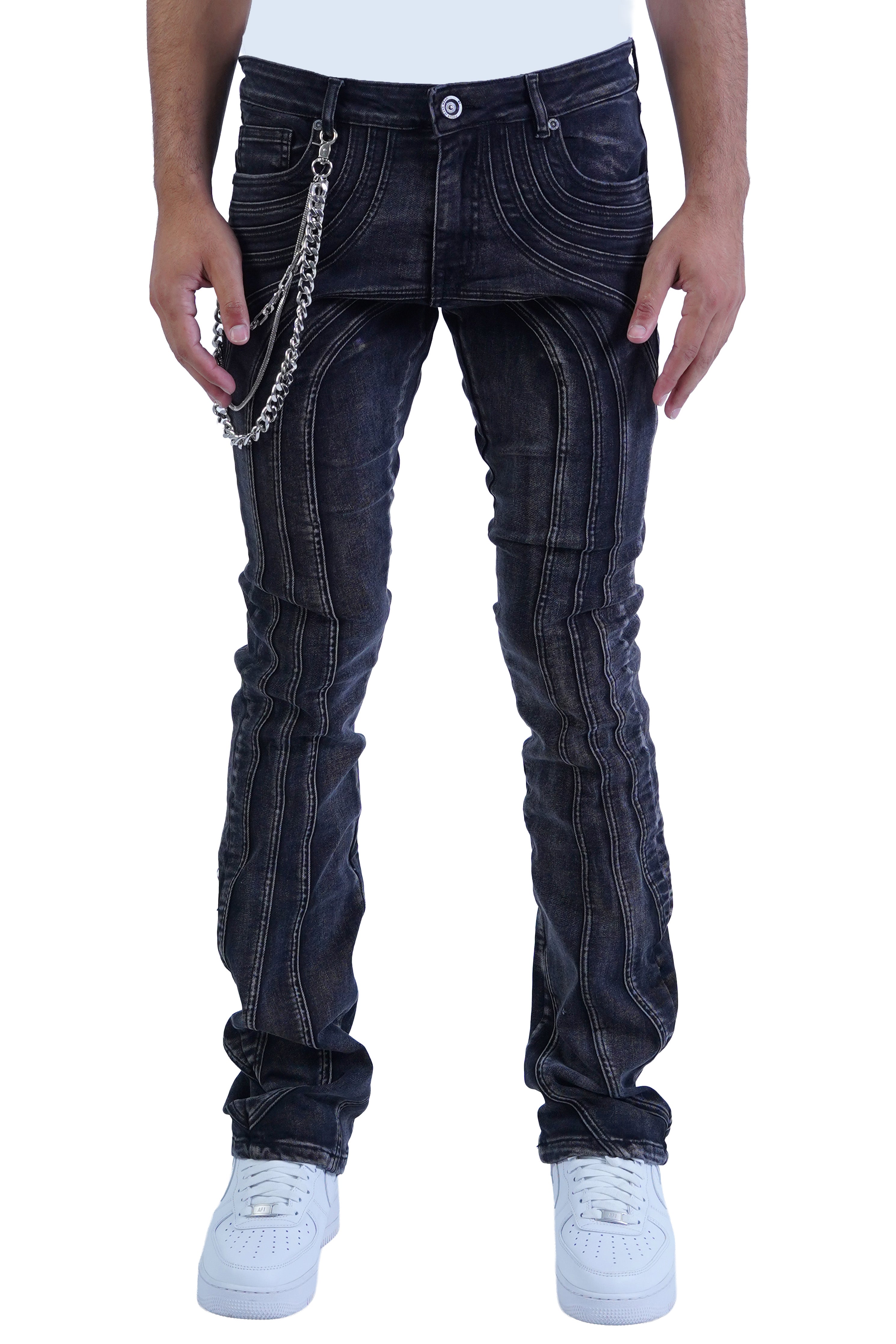 "Raceway" Stacked Denim - Black Wash