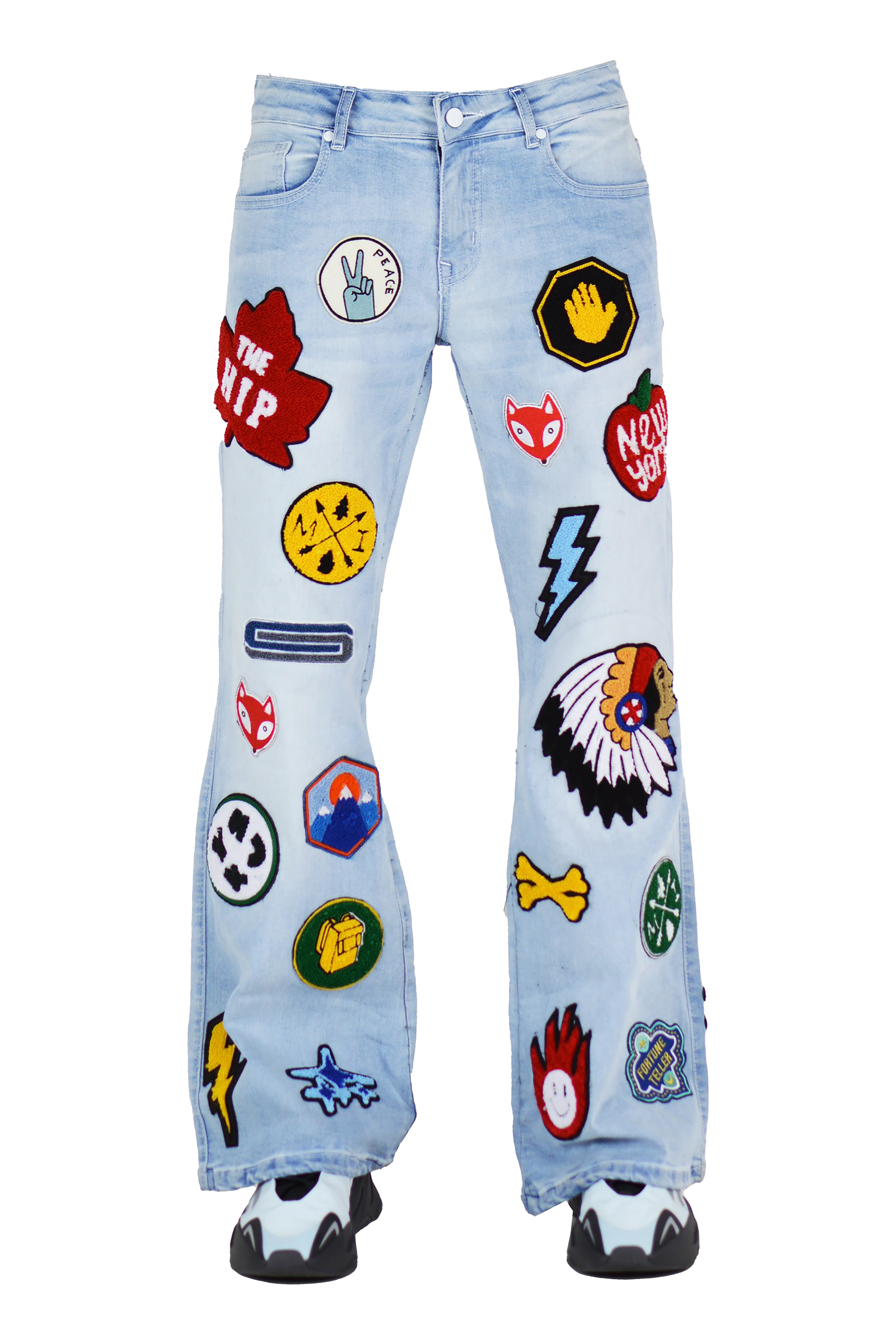 "Patchwork" Baggy Denim - Ice Blue