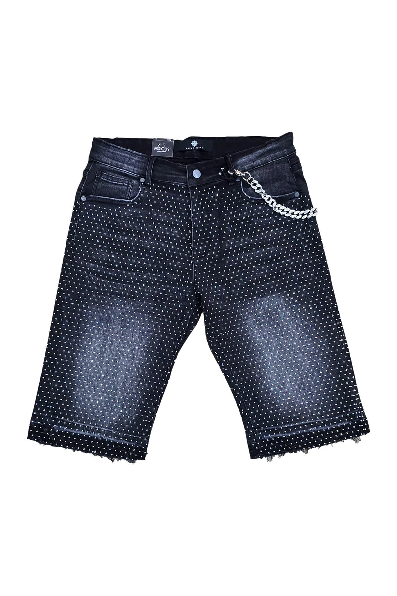 Stone Denim Shorts - Black Wash