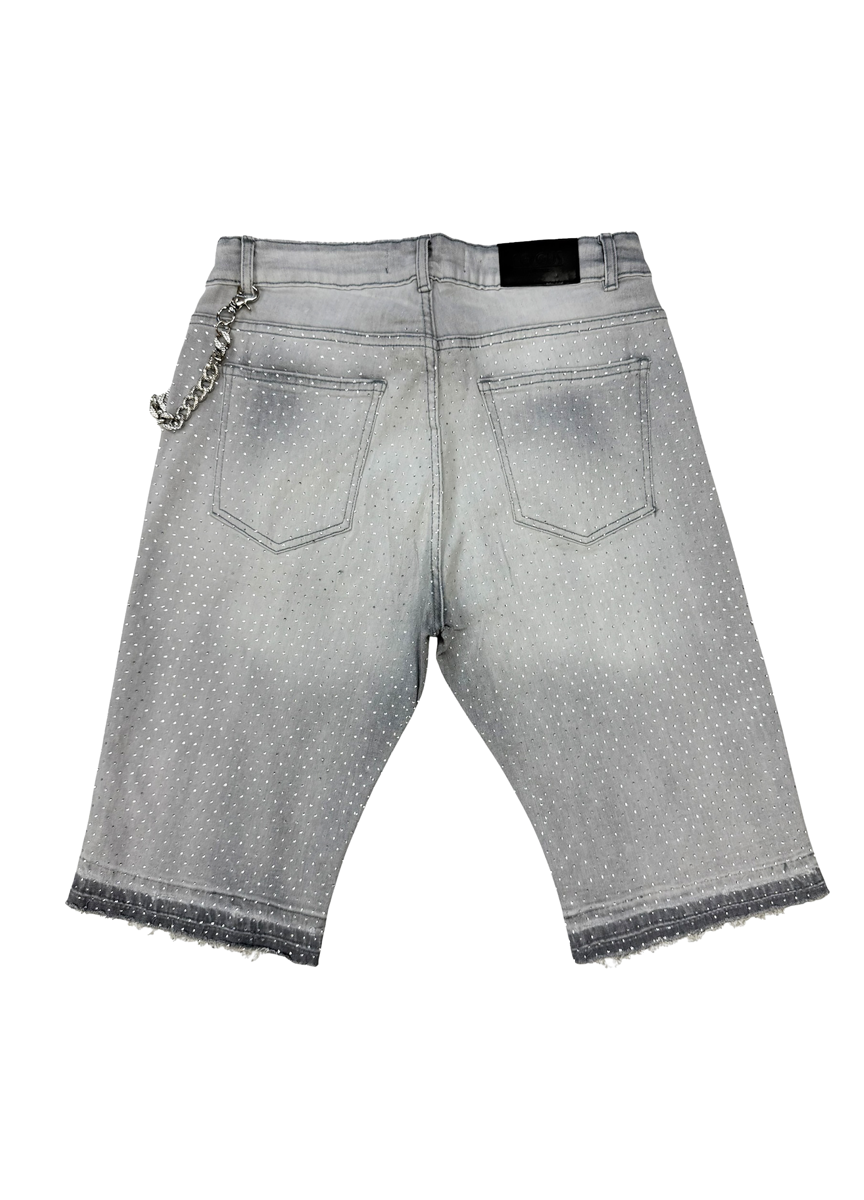 Rhinestone Jorts - Light Grey
