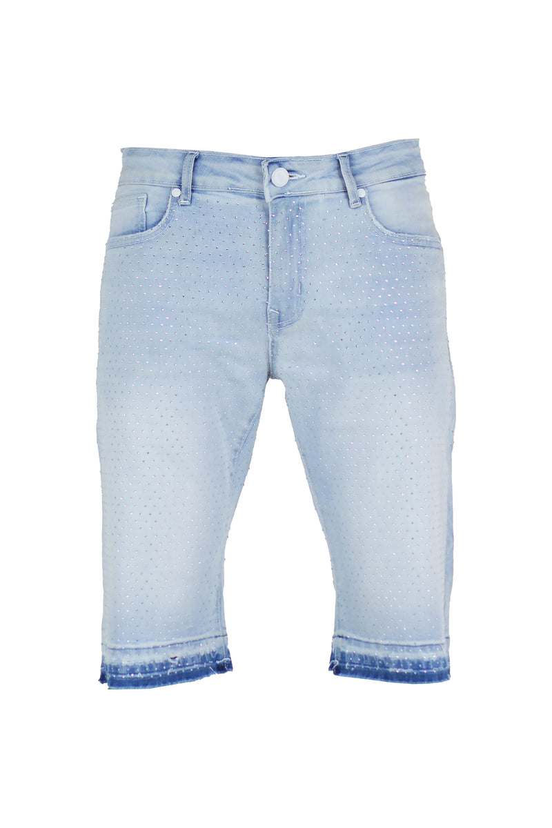 Stone Denim Shorts - Ice Blue