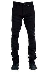 "Clean" Stacked Denim - Jet Black