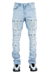 "Amore" Stacked Denim - Ice Blue