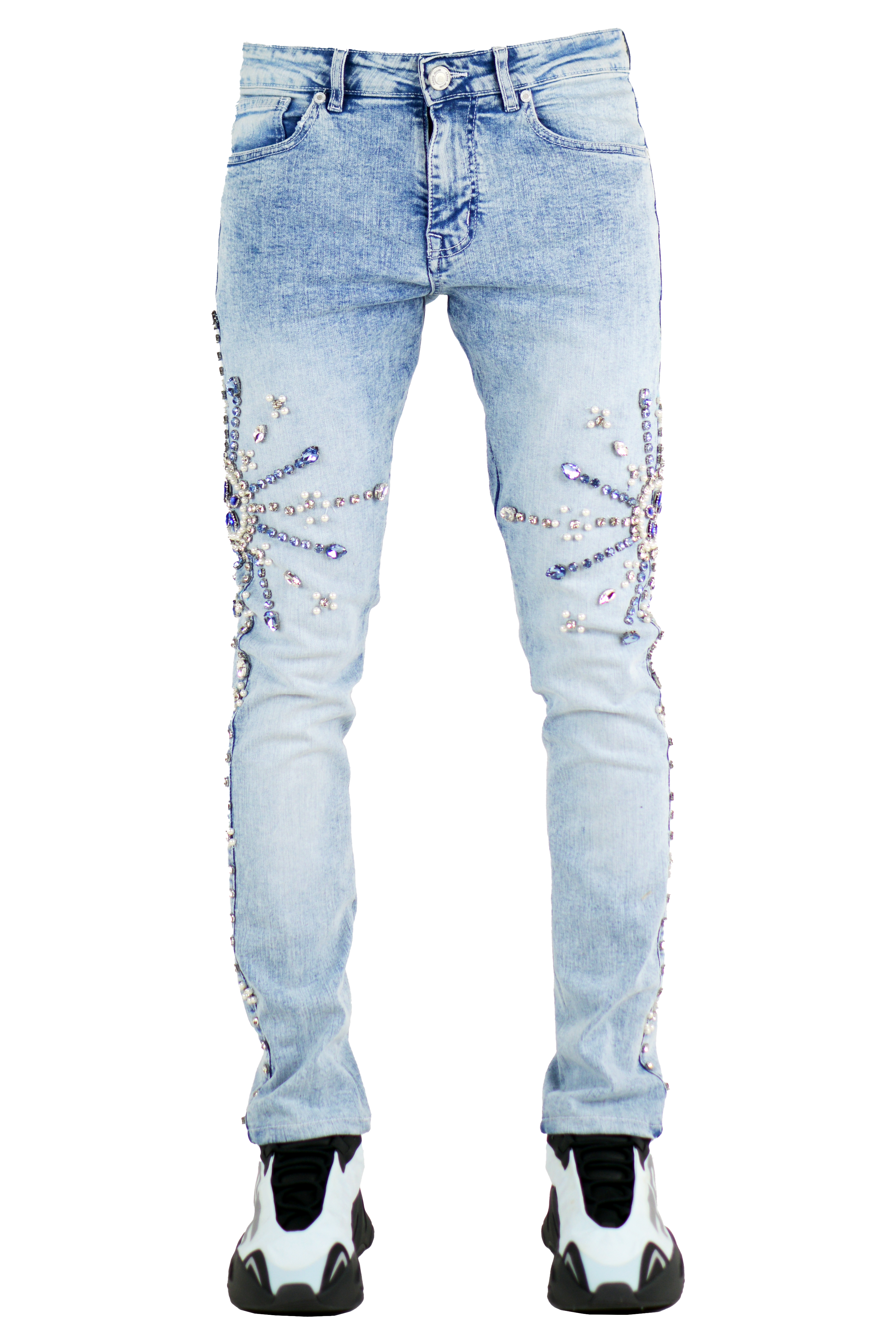 "Starburst" Hand-Made Denim - Ice Blue