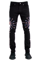 "Starburst" Hand-Made Denim - Jet Black