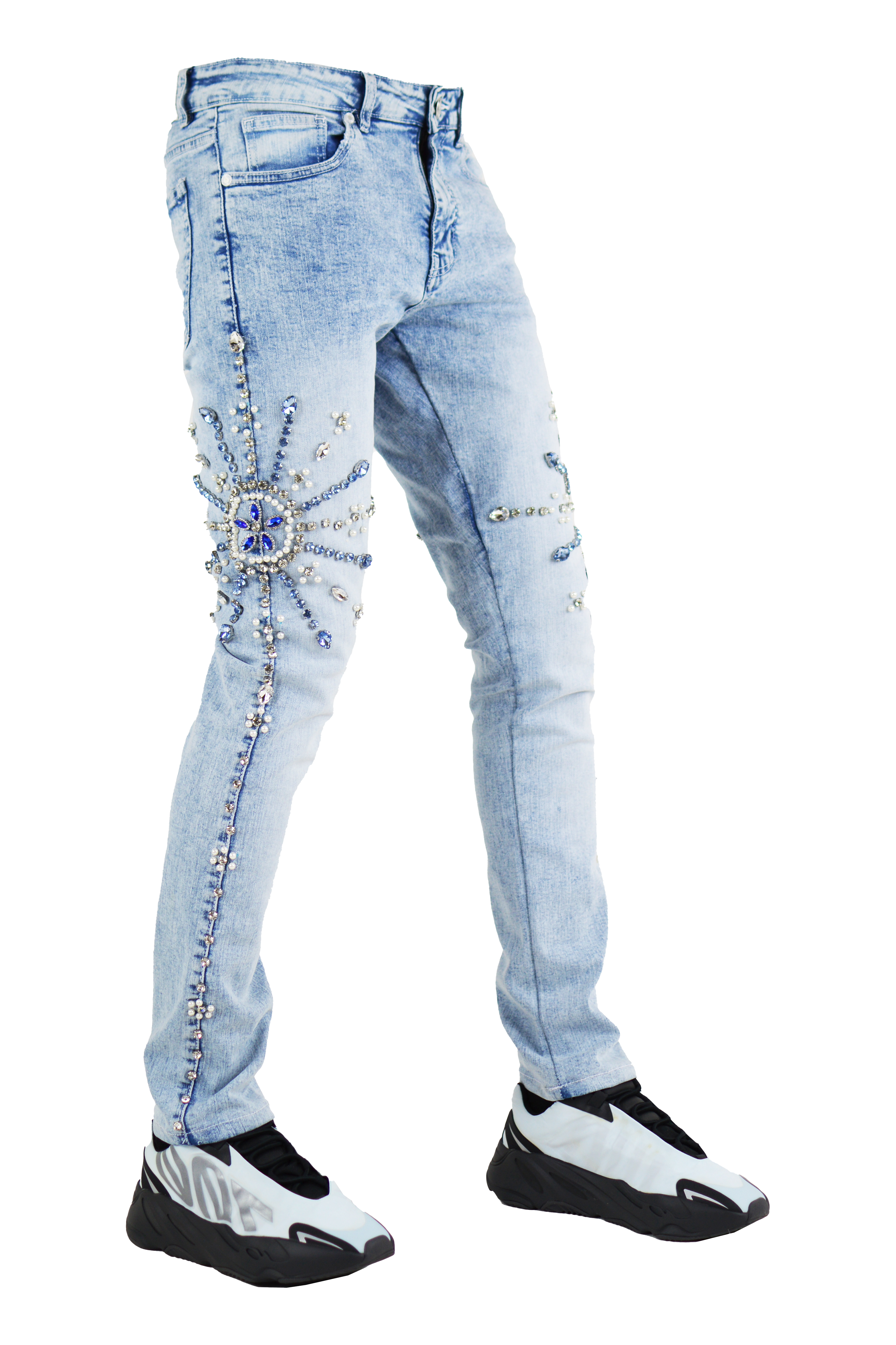 "Starburst" Hand-Made Denim - Ice Blue