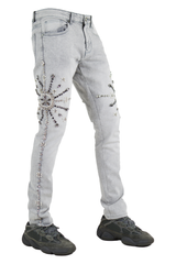 "Starburst" Hand-Made Denim - Grey