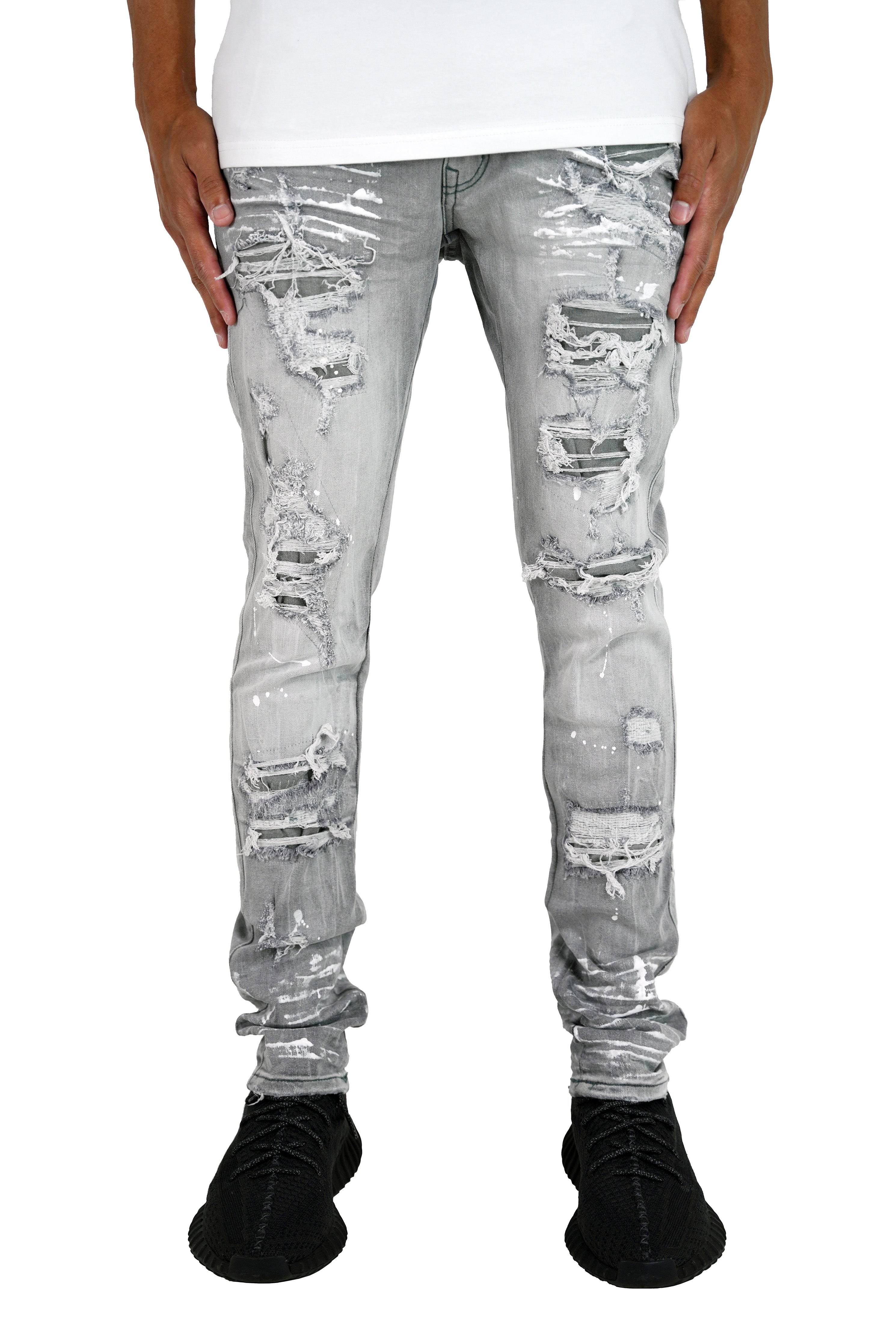 "Antidote" Distressed Denim - Lt Grey