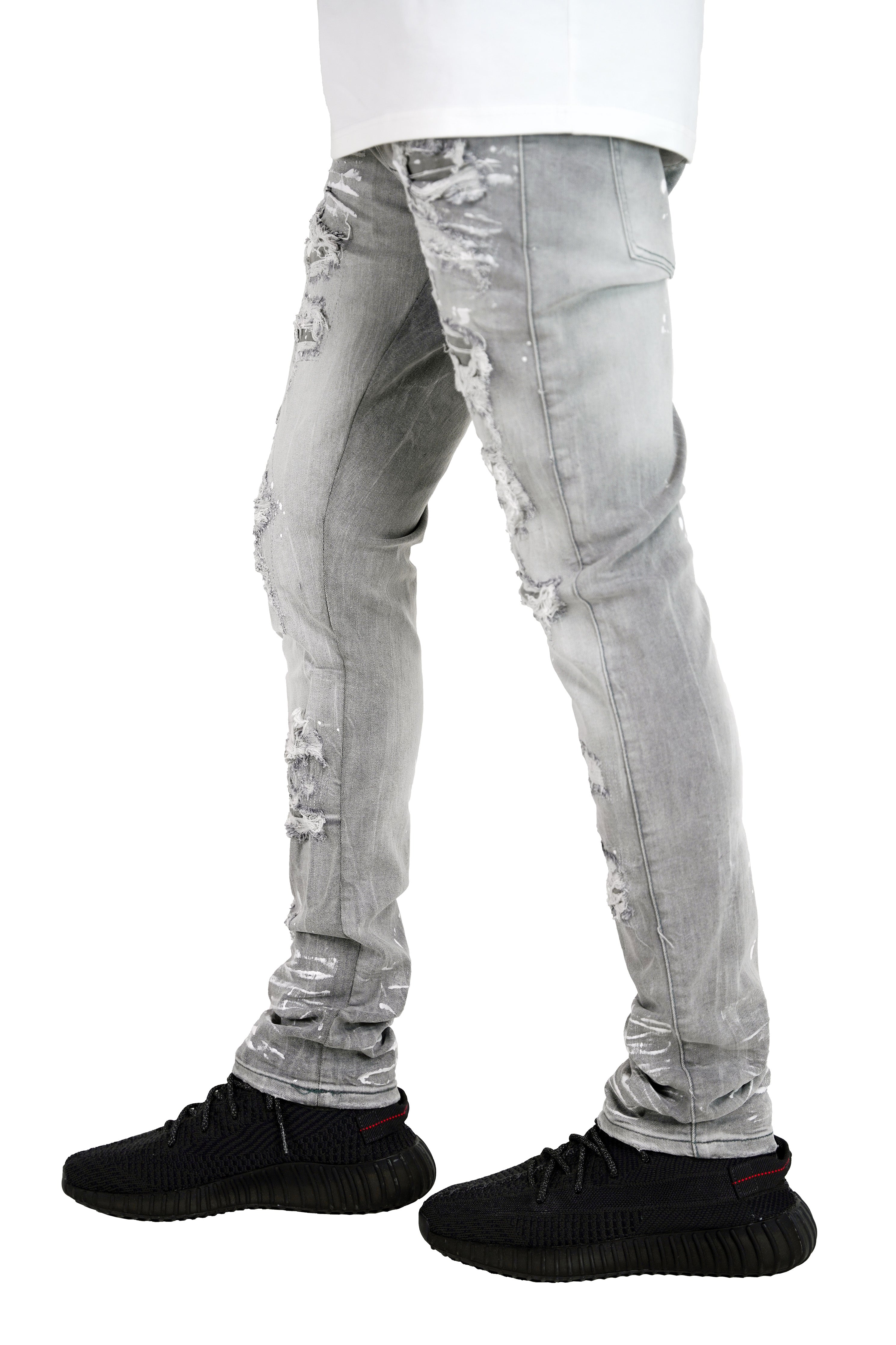 "Antidote" Distressed Denim - Lt Grey