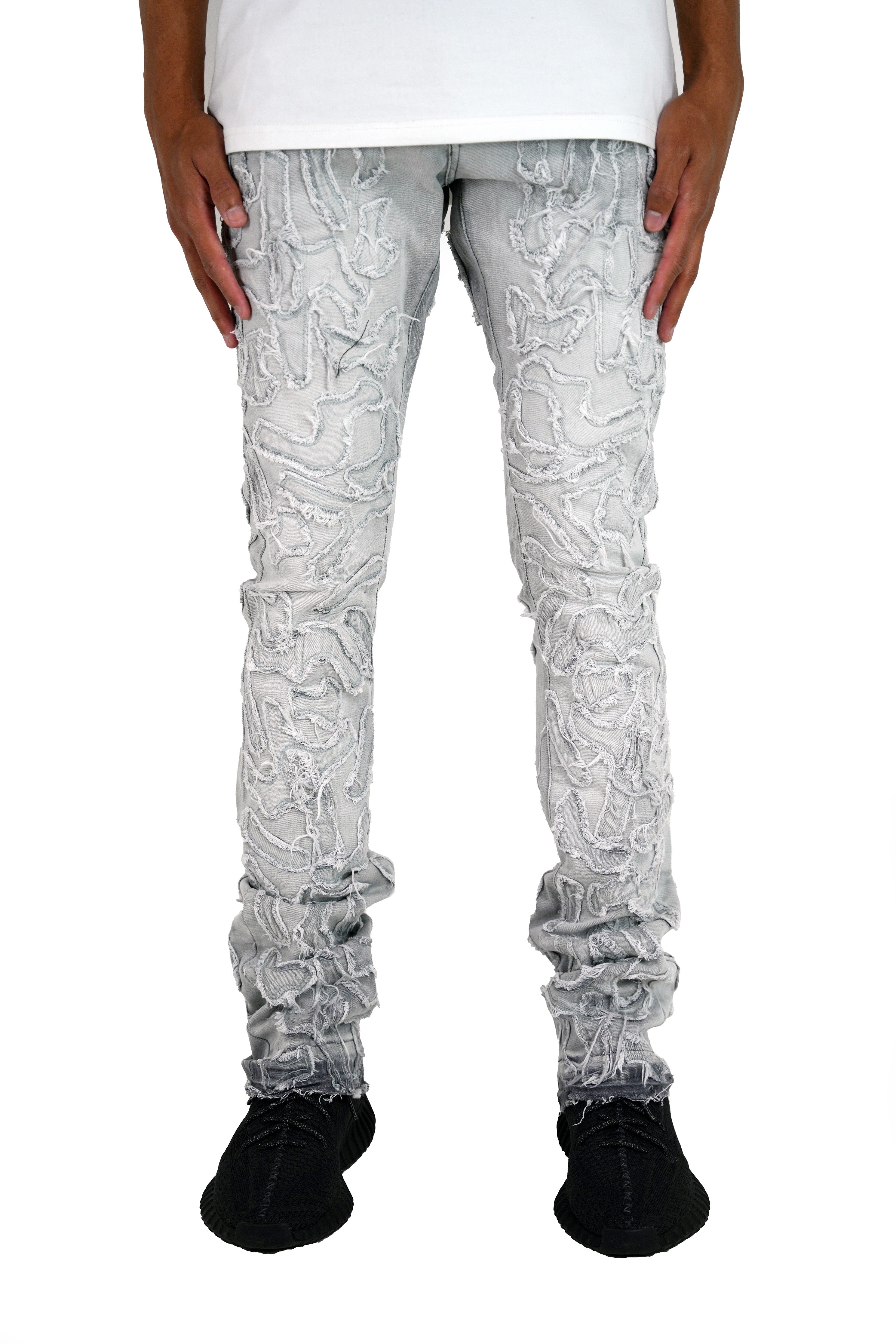 "Cactus" Stacked Denim - Light Grey