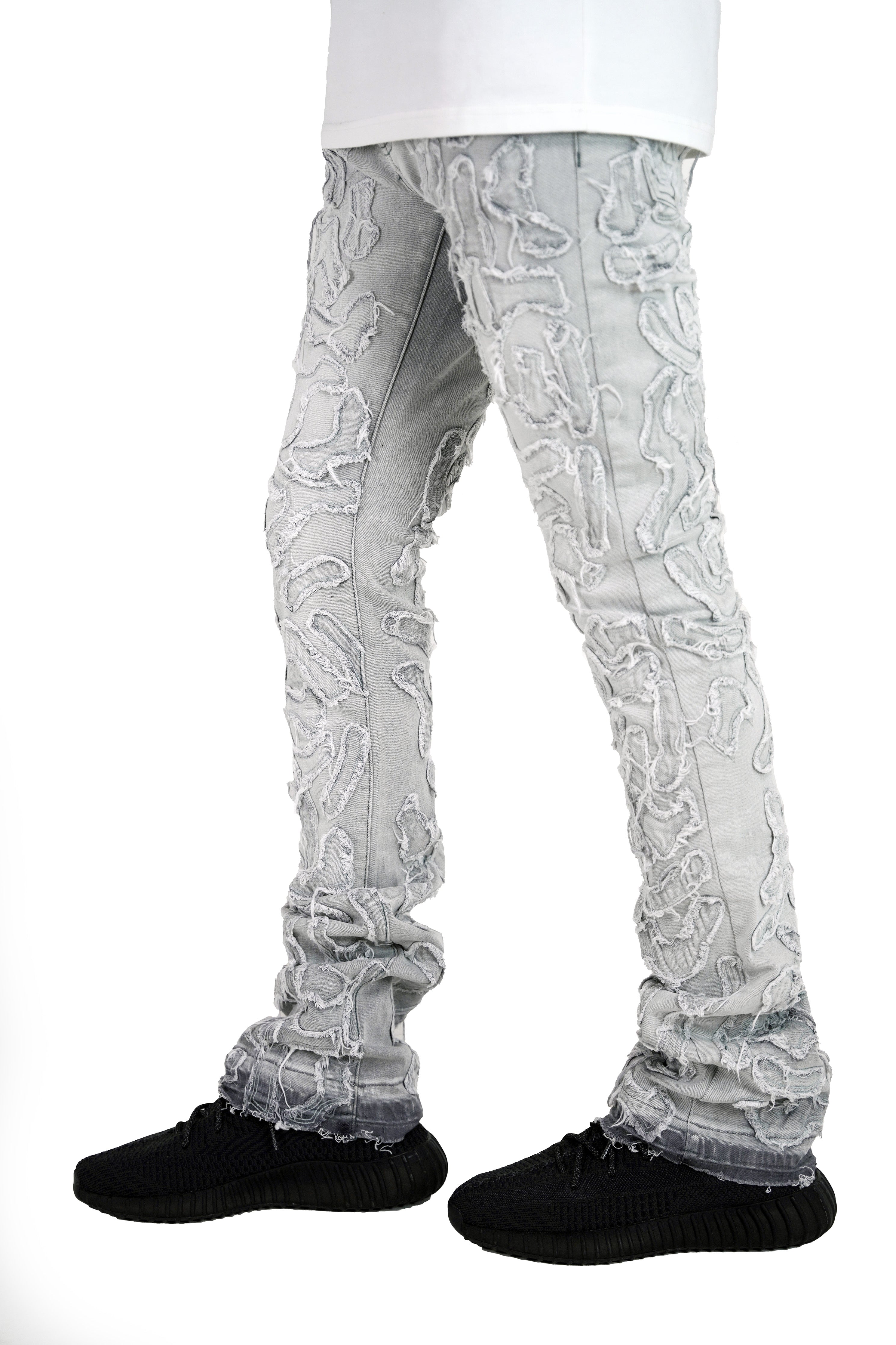 "Cactus" Stacked Denim - Light Grey