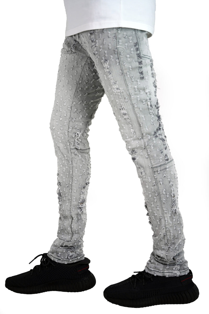 "Hellrazer" Distressed Denim - Lt. Grey