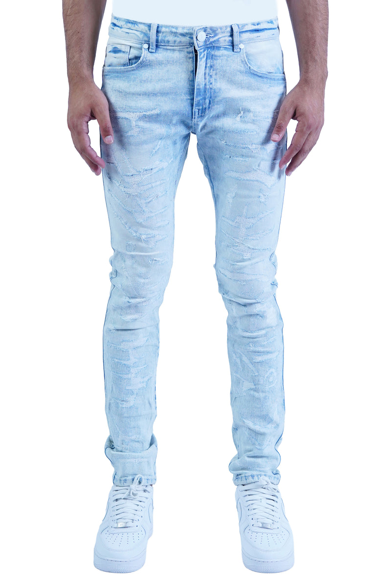 "Scab" Distressed Denim - Ice Blue
