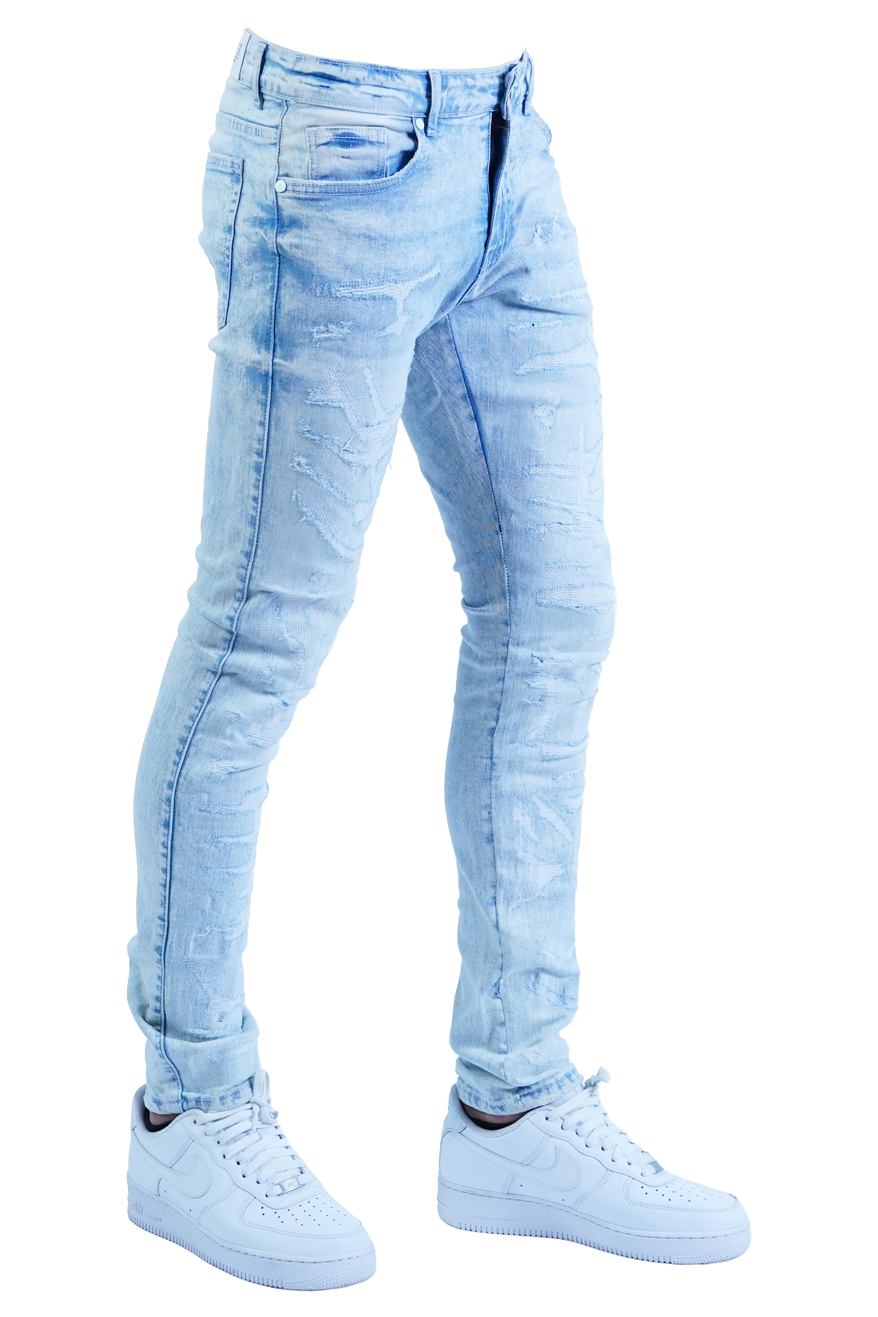 "Scab" Distressed Denim - Ice Blue
