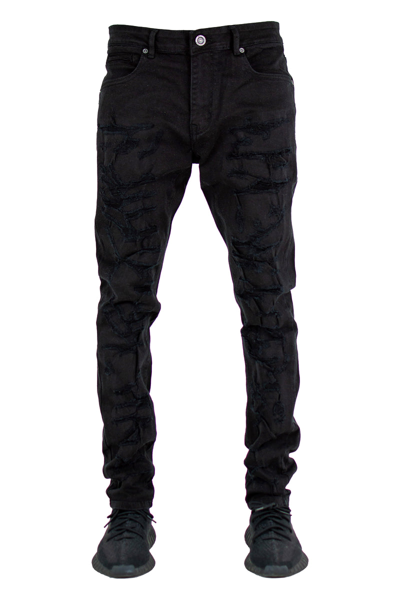 "Scab" Distressed Denim - Jet Black