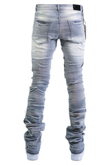 "Embellished" Stacked Denim - Grey