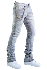 "Embellished" Stacked Denim - Grey