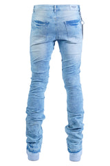 "Embellished" Stacked Denim - Ice Blue