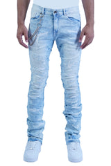 "Embellished" Stacked Denim - Ice Blue