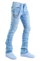 "Embellished" Stacked Denim - Ice Blue