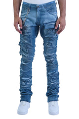 "Azul" Cargo Stacked Denim