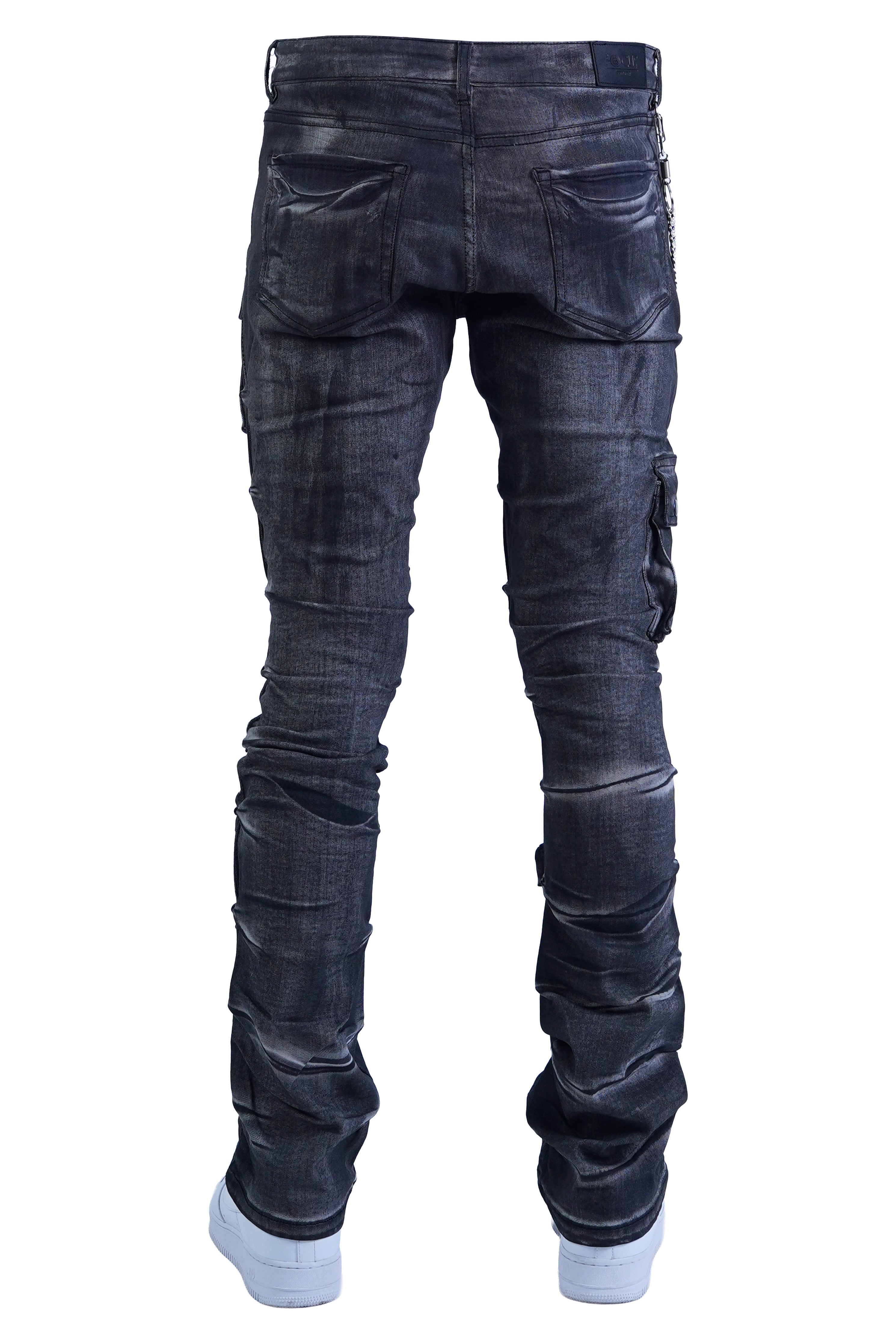 "Graphite" Cargo Stacked Denim