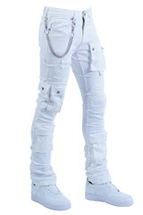 "White" Cargo Stacked Denim