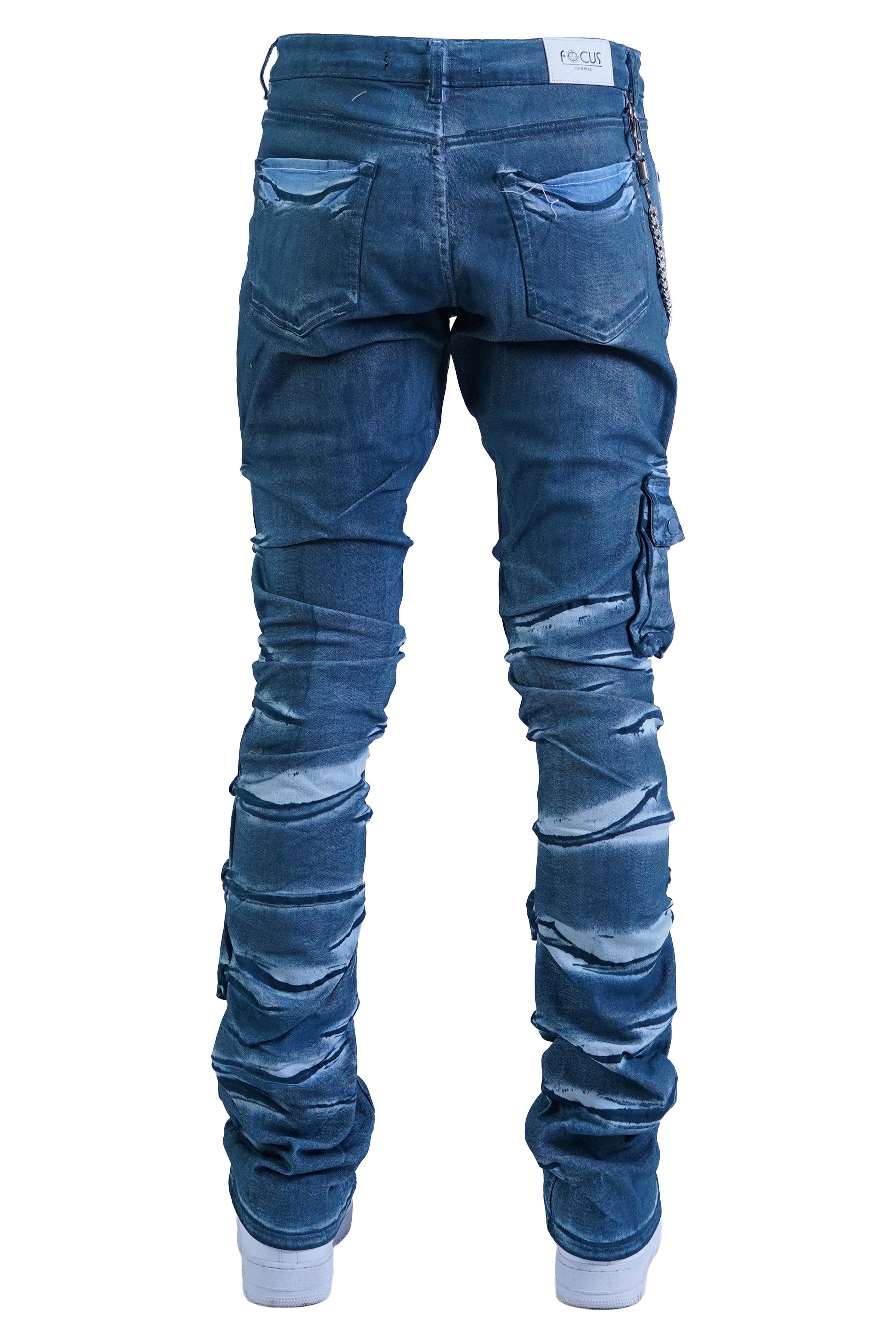"Azul" Cargo Stacked Denim