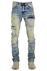 "Seafoam" Cargo Stacked Denim