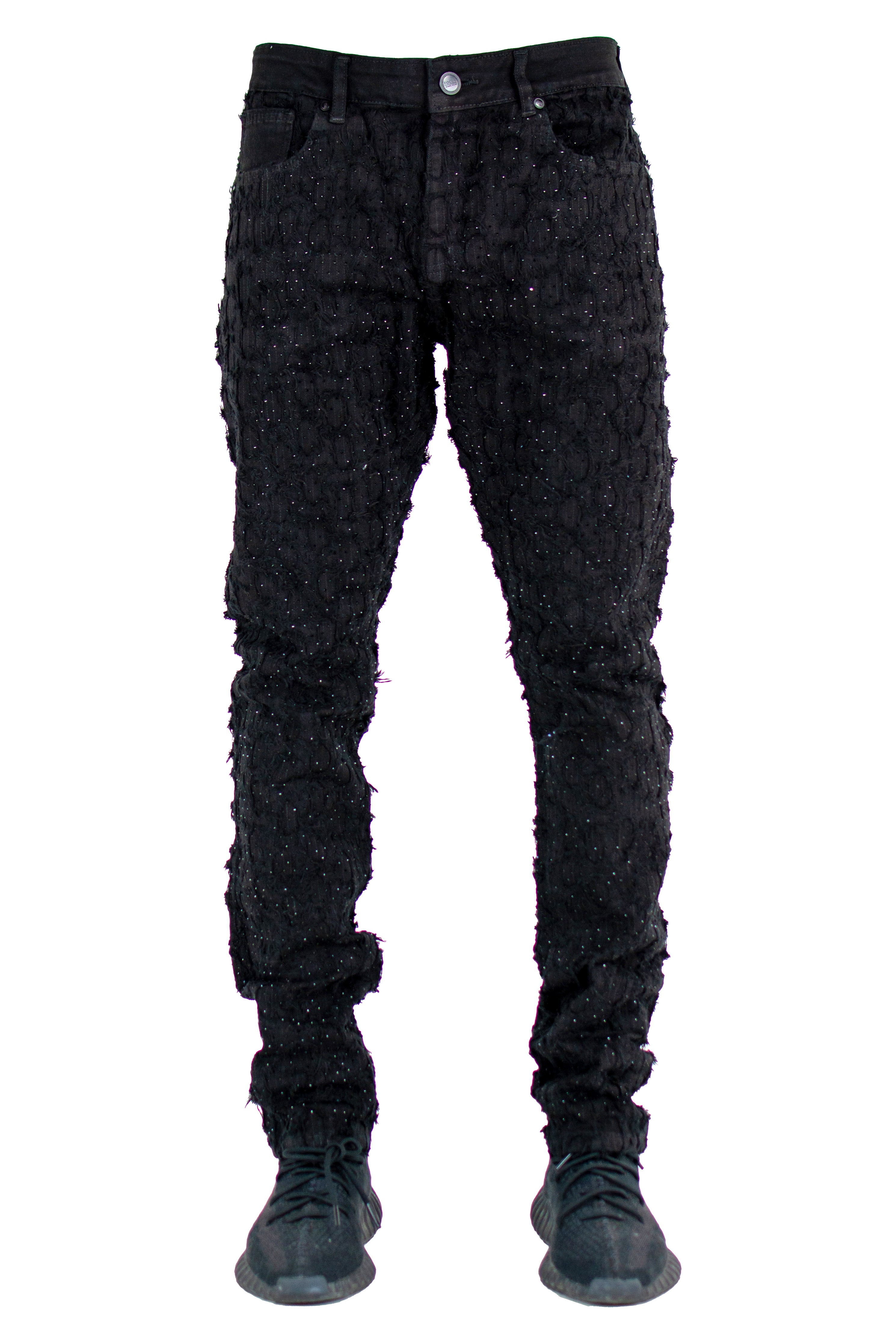 "Stoned" Distressed Denim - Jet Black