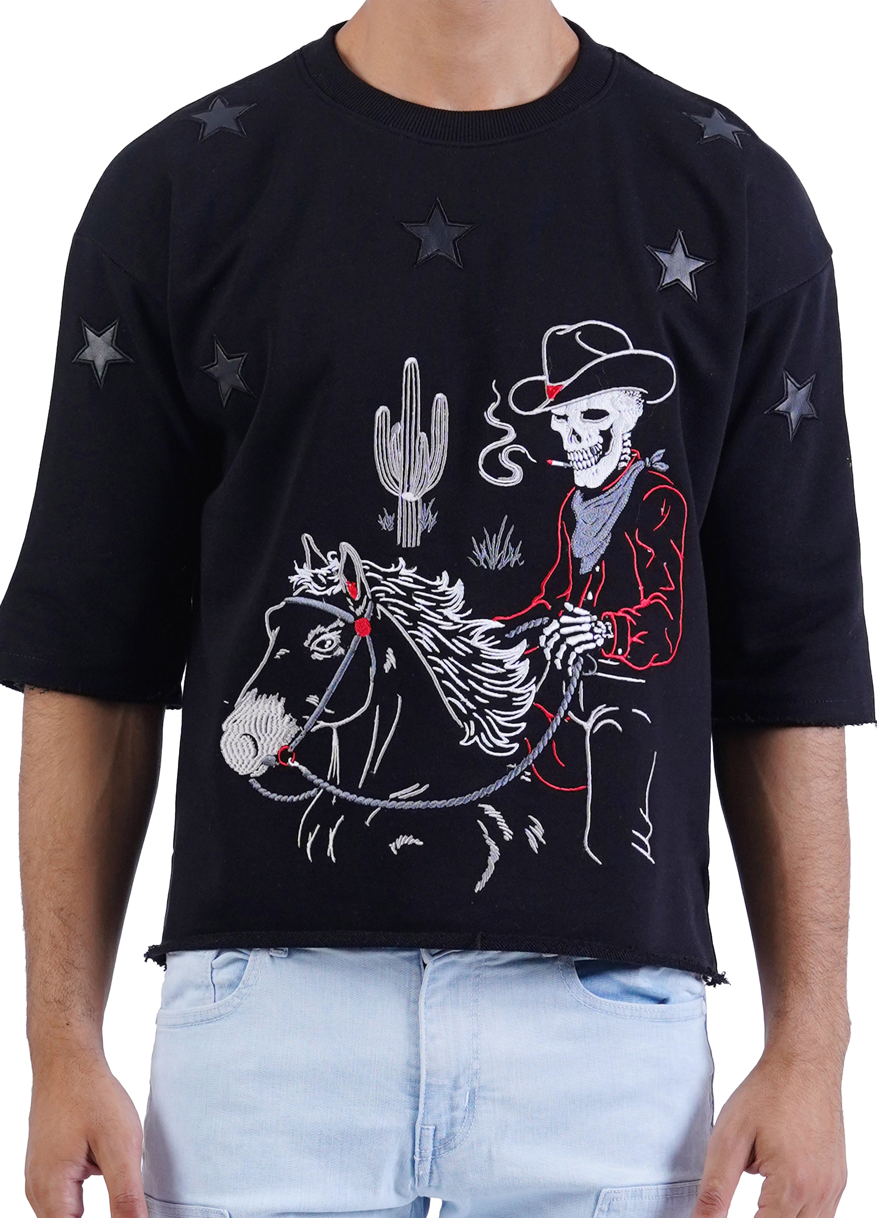 Cowboy Cropped Tee Black