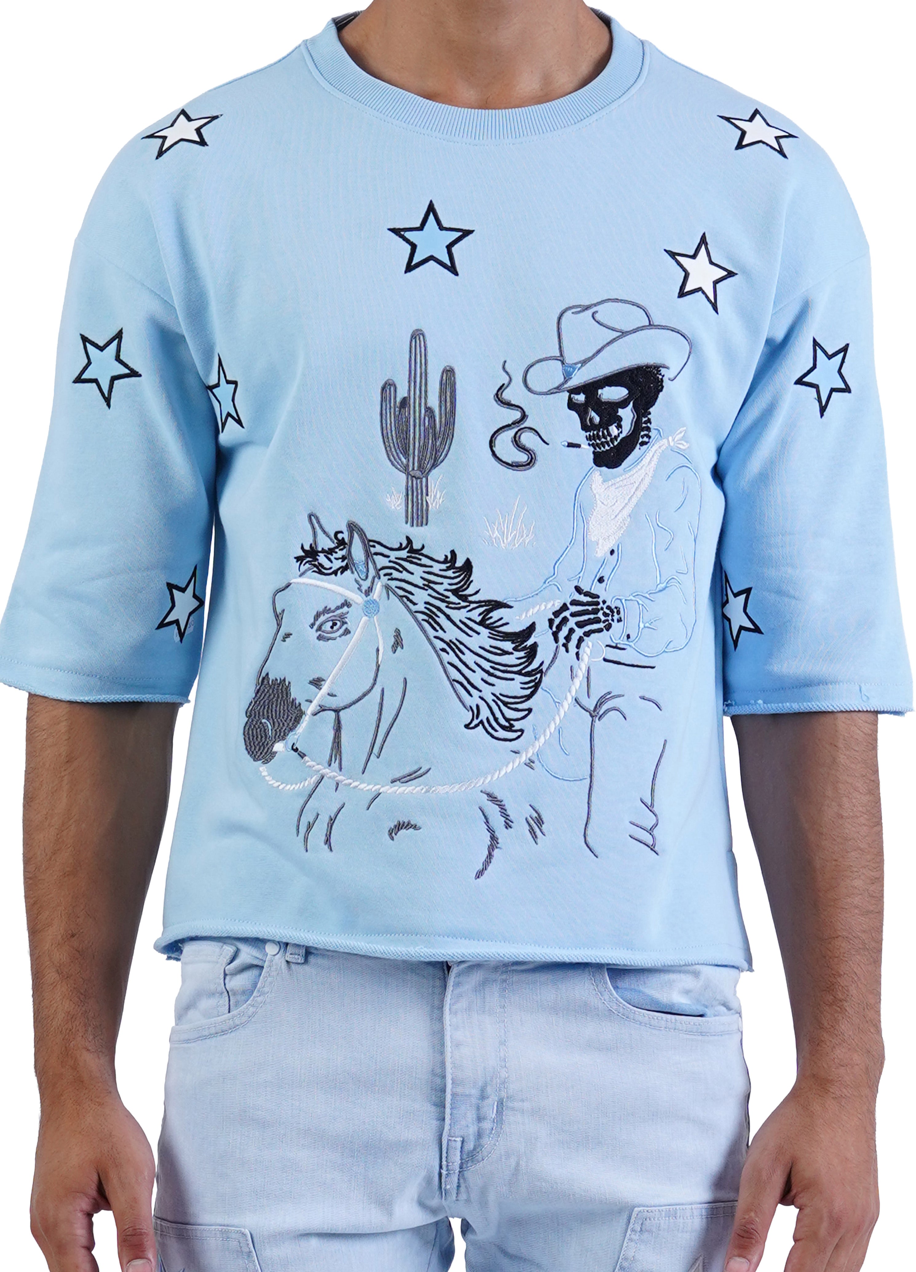 Cowboy Cropped Tee Carolina Blue