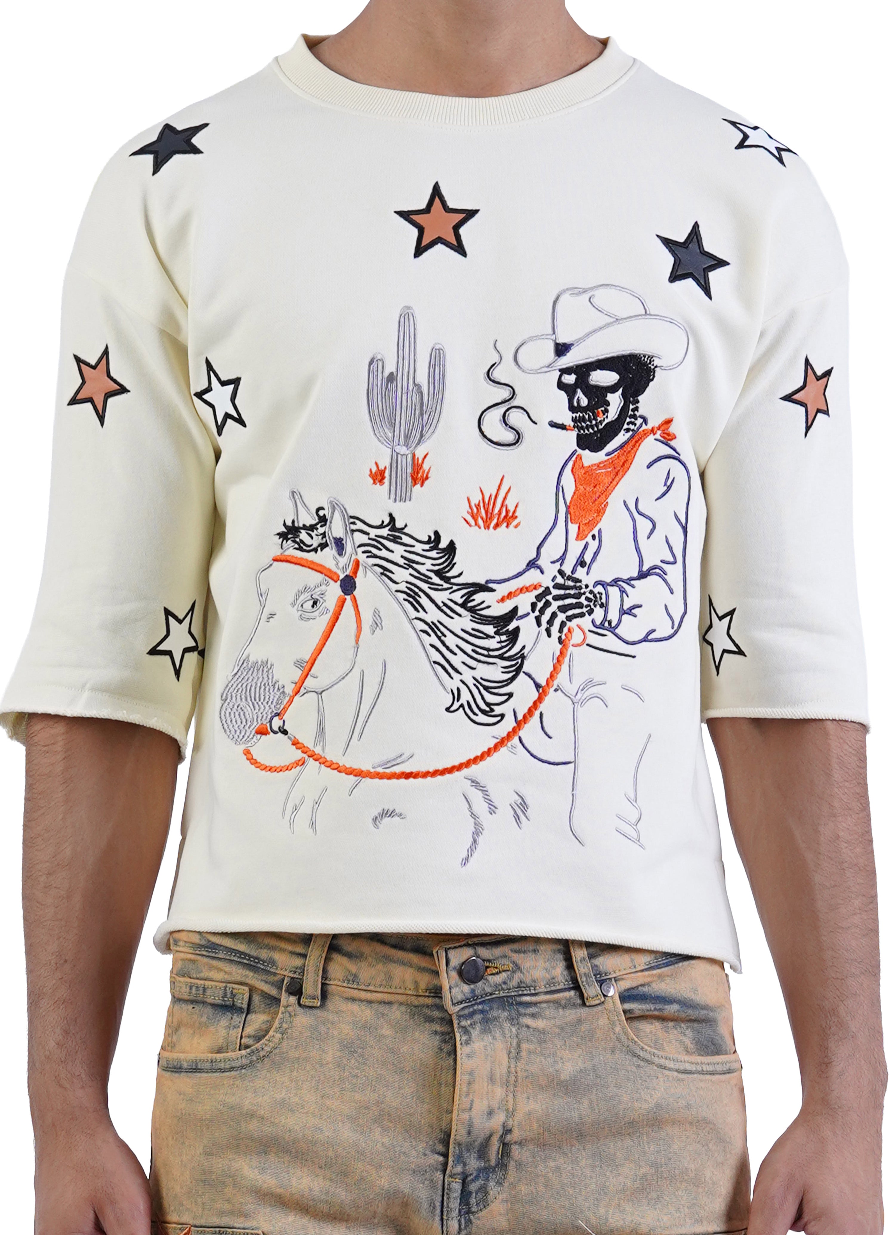 Cowboy Cropped Tee Ivory